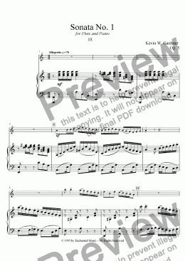 page one of Sonata No. 1 for Flute and Piano:  III. Allegretto