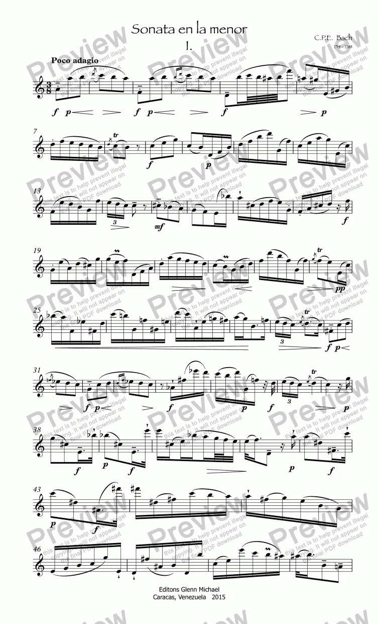 C.P.E Complete Solo Flute Sonatas Bach