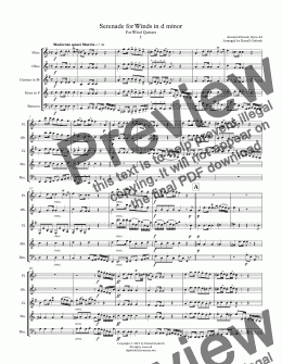 page one of Serenade for Winds in d minor For Wind Quintet Mvmt 1