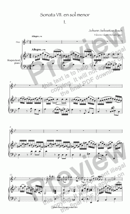 page one of Bach Sonata 7° for flute & pno in G minor
