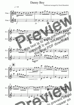 page one of Danny Boy for Flute Duet