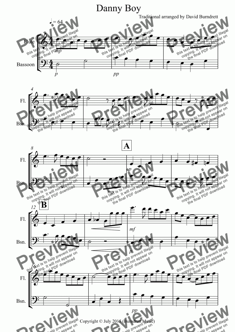 page one of Danny Boy for Flute and Bassoon Duet