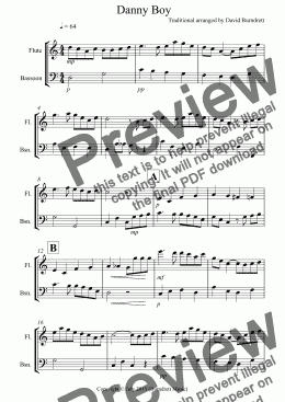 page one of Danny Boy for Flute and Bassoon Duet