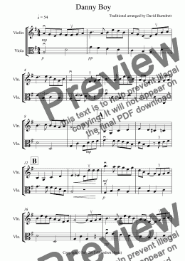 page one of Danny Boy for Violin and Viola Duet