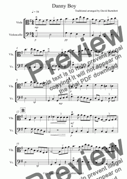 page one of Danny Boy for Viola and Cello Duet