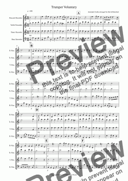 page one of Trumpet Voluntary for Recorder Quartet