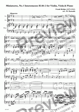 page one of Miniatures, No.5 Interemezzo H.88-2 for Violin, Viola & Piano
