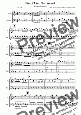 page one of Eine Kleine Nachtmusik (1st movement) for Flute and Bassoon Duet