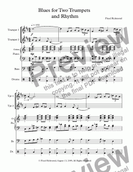 page one of Blues for Two Trumpets  and Rhythm