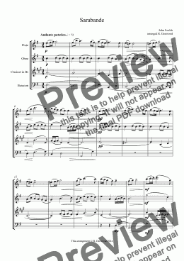 page one of Foulds - Sarabande for WW quartet Fl.Ob.Cl.Bsn