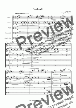 page one of Foulds - Sarabande for string quartet or string orchestra
