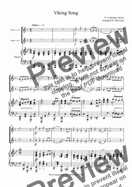 page one of Coleridge-Taylor - Viking Song for 2 Horns in F & Piano