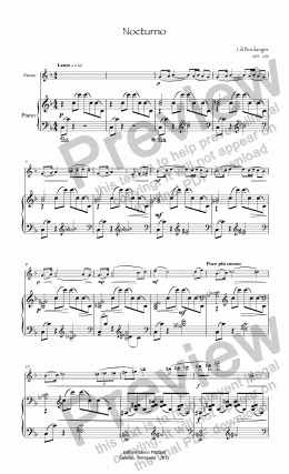 page one of Boulanger Nocturno flute & piano