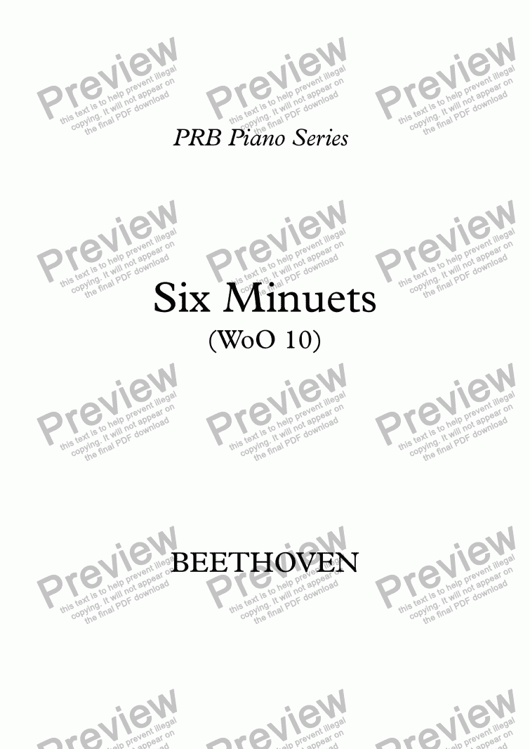 page one of PRB Piano Series: Six Minuets