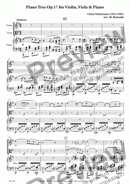 page one of Andante from Piano Trio Op.17 for Violin, Viola & Piano