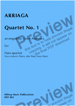page one of Arriaga 1st. Quartet arr. flute quartet