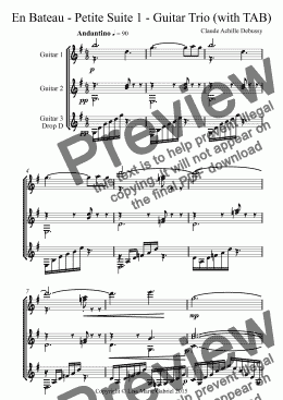 page one of En Bateau - Petite Suite 1 - Guitar Trio (notation only)