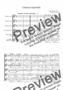 page one of Gade - Christmas Night Bells Op.36. No.1 for Clarinet Choir