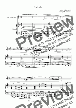 page one of Siklos - Ballade Op56 for Eb Alto Clarinet & Piano