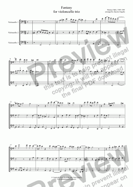 page one of Tallis - FANTASY - for violoncello trio