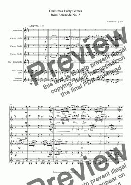 page one of Fuchs - Op 14/1, (Christmas) Party Games  from Serenade No. 2. for Clarinet Choir