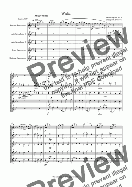 page one of Dvorak - Waltz, Op 54/4, for saxophones SAATB