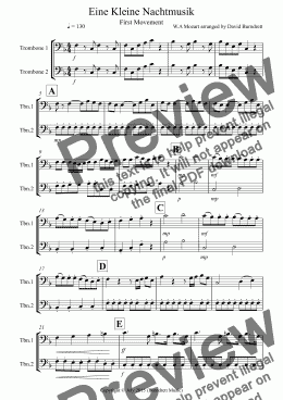 page one of Eine Kleine Nachtmusik (1st Movement) for Trombone Duet