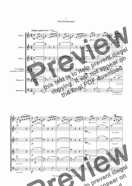 page one of Severac - Valse romantique for double reed ensemble (with optional cor anglais part  for Ob.3).