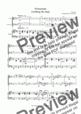 page one of Gershwin - Promenade  (walking the dog) Piano trio