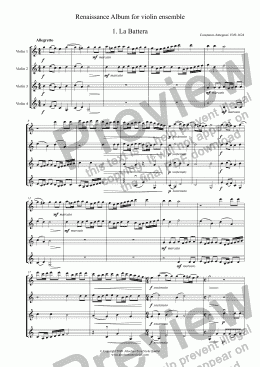 page one of RENAISSANCE ALBUM - for violin ensemble