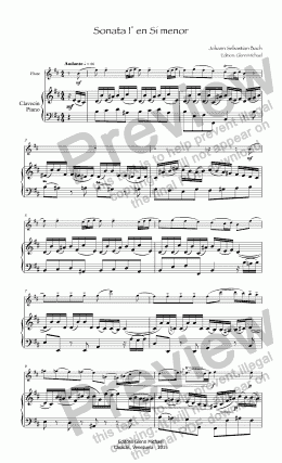 page one of Bach Sonata 1° for flute & pno B minor