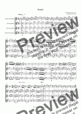 page one of Bach J.C. - Rondo for sax quartet SATB