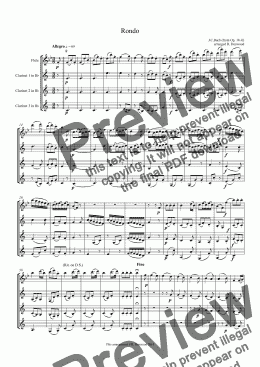 page one of Bach J.C. - Rondo for Fl. and 3 clarinets