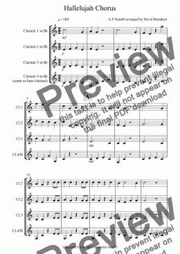 page one of Hallelujah Chorus for Clarinet Quartet