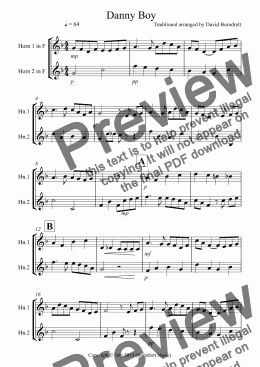 page one of Danny Boy for French Horn Duet