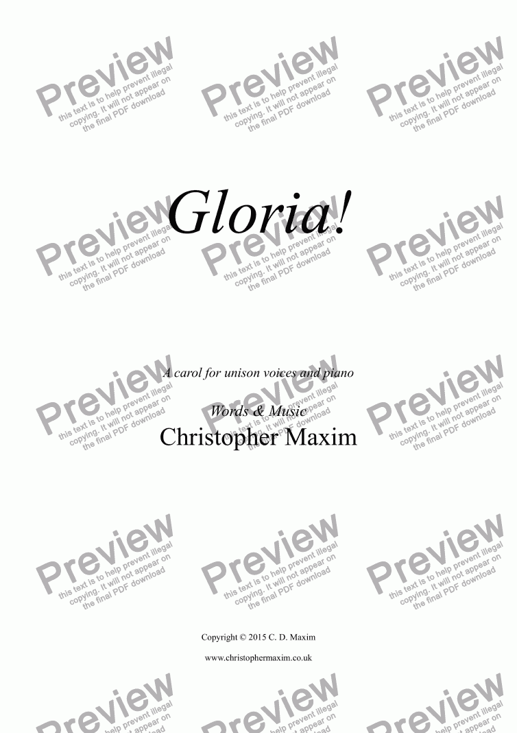 Gloria! (Christmas song for children) - Download Sheet Music PDF file