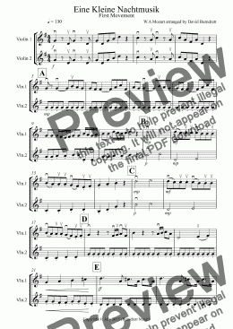 page one of Eine Kleine Nachtmusik (1st movement) for Violin Duet
