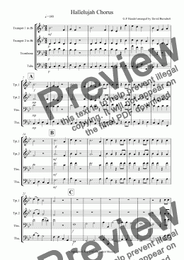 page one of Hallelujah Chorus for Brass Quartet