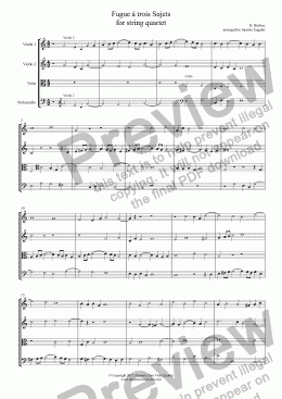 page one of Berlioz - FUGUE à TRIOS SUJETS - for string quartet