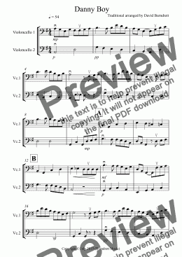 page one of Danny Boy for Cello Duet