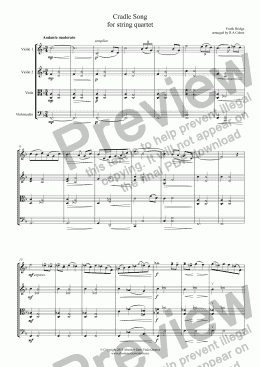 page one of Bridge - CRADLE SONG - for string quartet