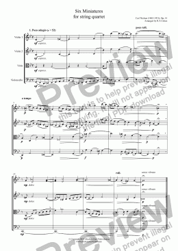page one of Nielsen - SIX MINIATURES - for string quartet