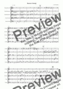 page one of Burnie’s Stomp for Recorder Quintet