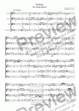 page one of Bennet - MADRIGAL - for string quartet