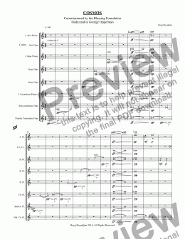 page one of Cosmos (11-part ensemble of low flutes)