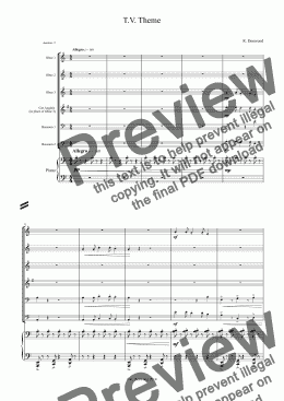 page one of Denwood - T.V. Theme for Double Reed Ensemble (with Ob 3 alt. for Cor Anglais) & piano.