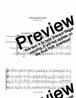 page one of Personent hodie (for brass quartet)