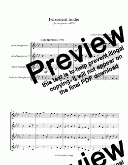 page one of Personent hodie (for sax quartet AATB)