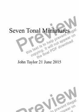 page one of Seven Tonal Miniatures for Piano