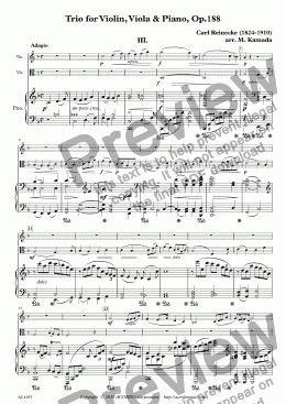 page one of Adagio from Trio for Violin, Viola & Piano, Op.188
